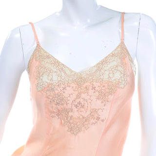 1940's Peach Silk Slip with Lace and Embroidery