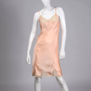 1940's New Form Pink Silk and Lace Vintage Slip