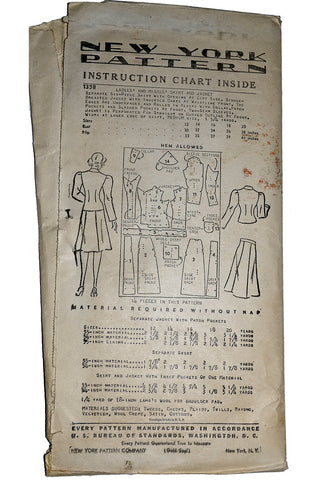 1940s Jacket & Skirt Pattern New York 1358