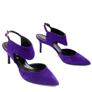 Nicholas Kirkwood Shoes Purple Suede Pointed Toe Slingback Heels size 37 with box