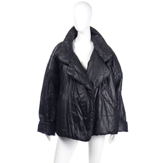 1980s Norma Kamali OMO Vintage Black Sleeping Bag Coat One size