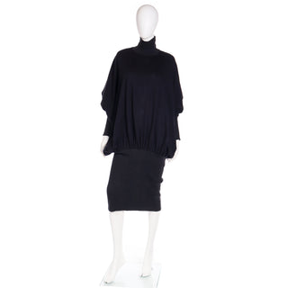 1985 Vintage Norma Kamali Black Sweatshirt Dress Cocoon Style