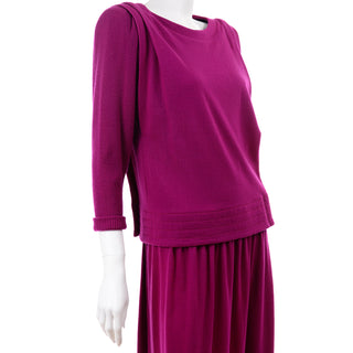 Norma Walters Fuchsia Magenta Pink Vintage Skirt Top 2pc Dress