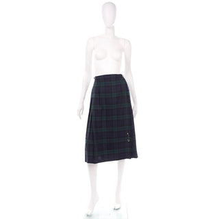 O'Neil of Dublin Green Tartain Plaid Wool Irish Kilt Midi Skirt