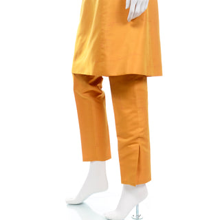1990s Oscar de la Renta Mid Century Inspired Outfit w Sheath Dress Coat and Trousers Unique 1960s Style