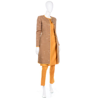 Vintage Oscar de la Renta 3 pc Dress Coat Pants Outfit 1960s Inspired