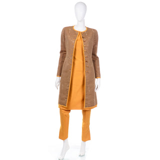 1990s 1960s Inspired Oscar de la Renta Coat Pants and Dress Outfit