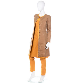 1990s 60s Inspired Oscar de la Renta Coat Pants and Dress Outfit 1960's cross hatching