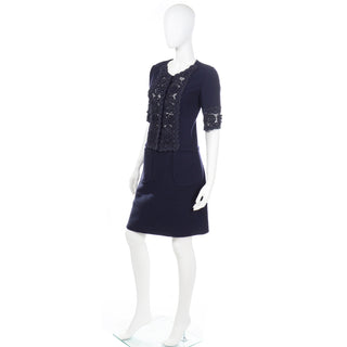 2007 Oscar de la Renta 2pc Black Skirt & Jacket Suit w Crochet Lace Documented
