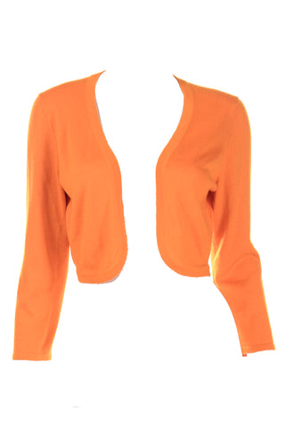 2008 Oscar de la Renta Tangerine Cashmere Cropped Bolero Sweater Top