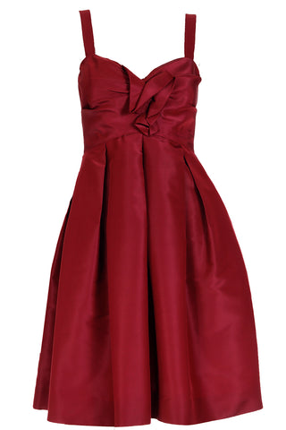 2000s Oscar de la Renta Burgundy Red Silk Evening Dress Fall 2007