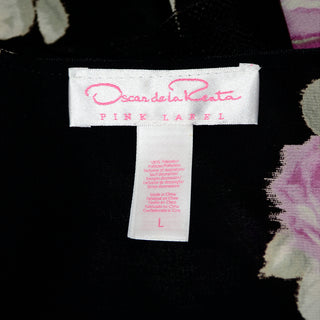 Oscar de la Renta Pink Label Black Robe w/ Roses Size Large