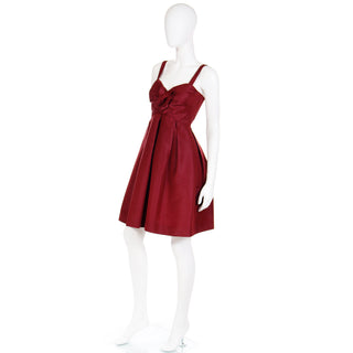 2000s Oscar de la Renta Burgundy Red Silk Evening Dress F/W 2007