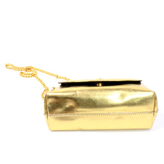 Gold Paloma Picasso Vintage X Handbag w Chain Shoulder Strap & Dust Bag front flap