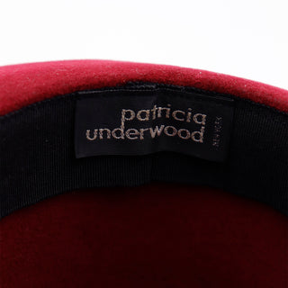 1990s Patricia Underwood New York Vintage Burgundy Red Wool Hat