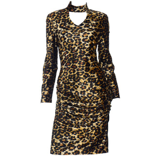 Patrick Kelly F/W 1989 Leopard Print Keyhole Bodycon Vintage Dress 10
