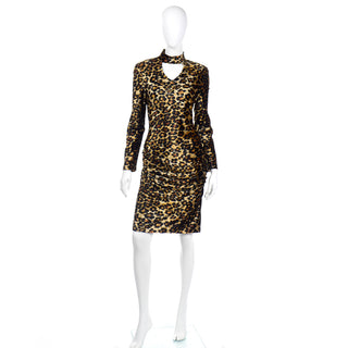 Patrick Kelly F/W 1989 Leopard Print Keyhole Bodycon Vintage Dress sz 10