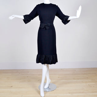 Pattullo-Jo Copeland 1960s vintage black dress with ruffles size 12