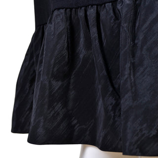 Pattullo-Jo Copeland 1960s vintage black dress with ruffles and bow belt size large
