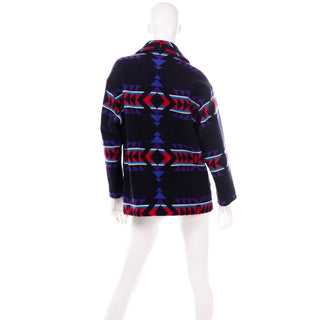 Vintage Wool Pendleton Blanket Coat Jacket Red Blue