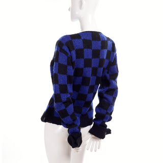 1980's vintage Perry Elllis blue and black check sweater