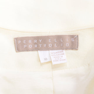 1980s Perry Ellis Cream Crepe Double Breasted Blazer Size Large