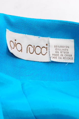 1980s Pia Rucci Turquoise Linen Dress w/ Magenta Swirl Bolero Jacket 8/10