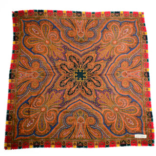 Oversized Vintage Pierre Balmain Colorful Paisley Wool Scarf