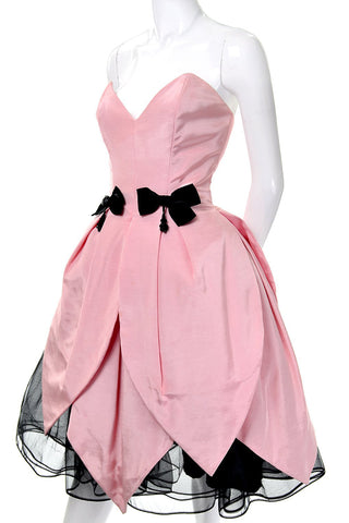 1980s Victor Costa Dress Pink Tulip Tulle Bergdorf Goodman