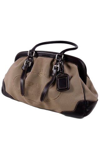 Canvas Leather Vintage Prada Milano Dal 1913 Vintage Top Handle Handbag