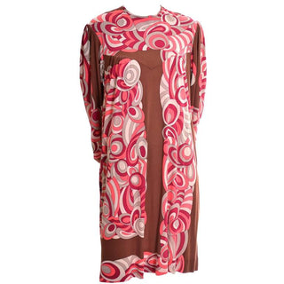 Pink and brown mod design textile Pucci Dress