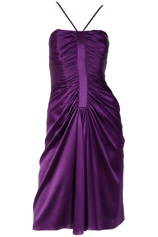 Vintage 1990s Adolfo Dominguez Costura Purple Silk Cocktail Dress