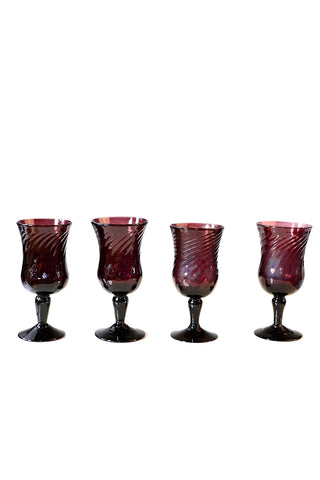 Set of 4 Dark Purple Spanish Wine Glasses