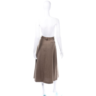 Vintage Ralph Lauren Brown Twill Wool Skirt