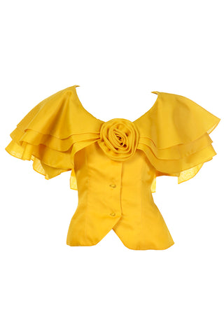 Vintage Yellow Silk Organza Raoul Arango Statement Blouse W/ Tags