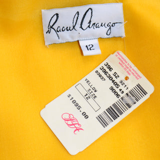 Vintage Yellow Silk Organza Raoul Arango Statement Blouse W/ Tag $1095
