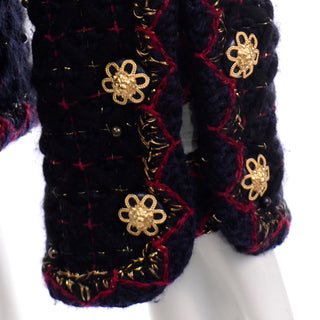 Chanel 2015 Paris Salzburg Runway Blue Red Tweed Jacket $14250 lion buttons