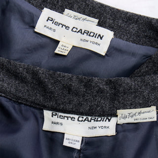 Rare Pierre Cardin 1970s Grey Wool Wide Leg Pants & Vest Top Pantsuit Saks Fifth Avenue