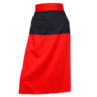 1980s Yves Saint Laurent Vintage Red and Black Skirt Made in France