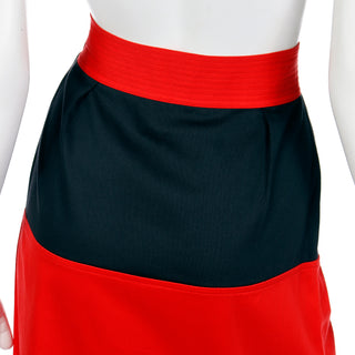 1980s Yves Saint Laurent Vintage Red and Black Skirt with pockets