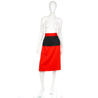 1980s Yves Saint Laurent Vintage Red and Black Skirt M