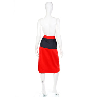1980s Yves Saint Laurent Vintage Red and Black Skirt Cotton