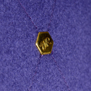 Vintage Revillon Purple Wool Studded Cape w Dyed Fur Trim R logo