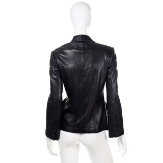 1990s Richard Tyler Couture Vintage Black Leather Jacket Excellent Condition