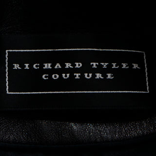 1990s Richard Tyler Couture Vintage Black Leather Jacket Sm