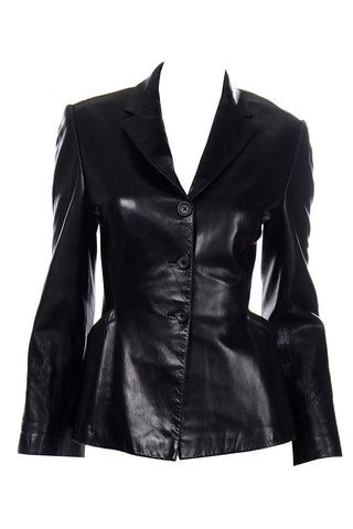 1990s Richard Tyler Couture Vintage Black Leather Jacket