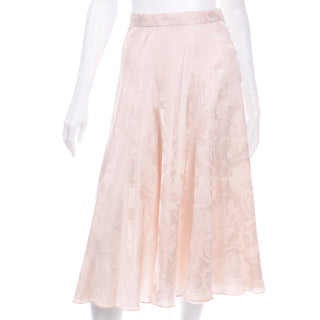 Rina di Montella for Bullocks Wilshire Vintage Pale Pink Silk 2 Pc Dress flared skirt ruffled blouse