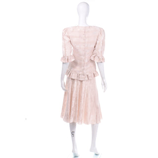 Rina di Montella for Bullocks Wilshire Vintage Pale Pink Silk 2 Pc Dress for wedding guest