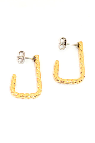 Rope Textured Gold Tone Hoop Earrings - Round & Square Available