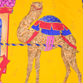 Rare Salvatore Ferragamo Vintage Silk Scarf w Mughal  Princess & Camels
